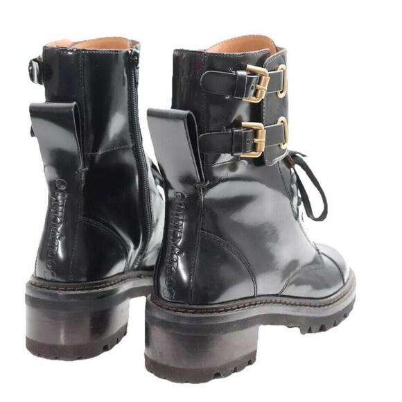 See by Chloe Women Size 37 Black Mallory Combat Ankle Boot Leather Biker $890 - Picture 7 of 13